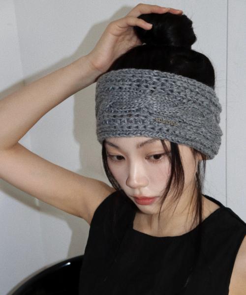 웜 케이블 니트 헤어밴드