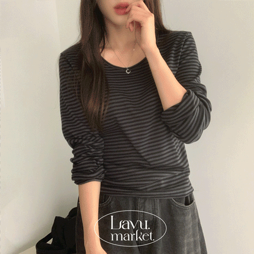라뷰마켓 긴팔&폴라 여유핏 줄지ver 삼육오 -3kg 스트라이프 유넥 부드러운 면 루즈핏 긴팔티 폴라티 4color [루즈핏폴라/66폴라/단가라폴라/루즈핏긴팔/면긴팔/줄지긴팔티/66긴팔/77긴팔/여유핏긴팔티]