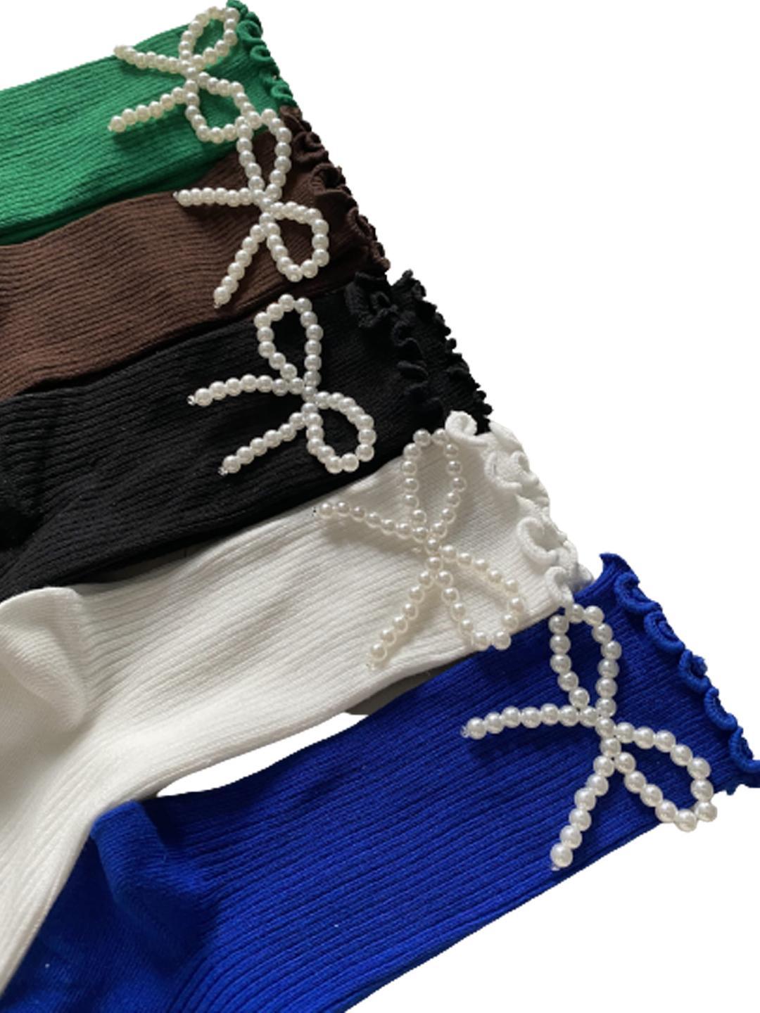 pearl ribbon socks