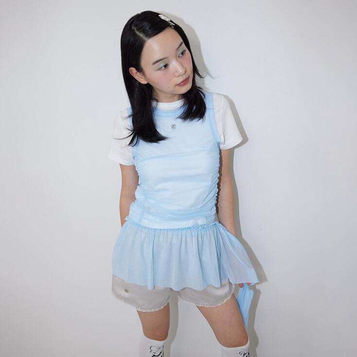 Mesh Princess Line Drop Dress_SKY BLUE