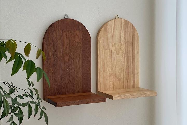 홀리 선반 아치형 우드 원목벽선반 무지주 꼭꼬핀 2colors