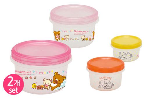도시락이나 간식, 디저트용기로 추천! 리락쿠마 원형용기 2개세트 스위츠/도트