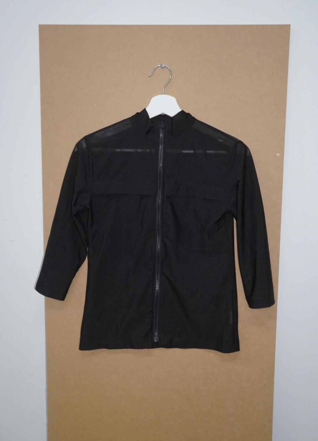 Glitter Sheer 3/4 Sleeve Zip-Up Jacket