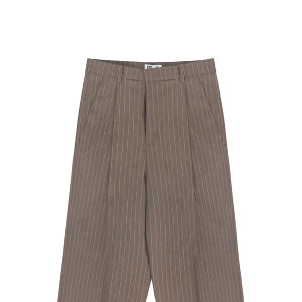 Harper Stripe One Tuck Slacks - Brown