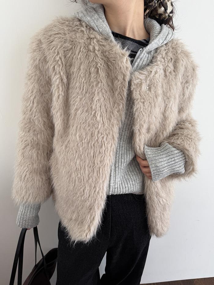 muse wool fur jacket (ivory, beige)