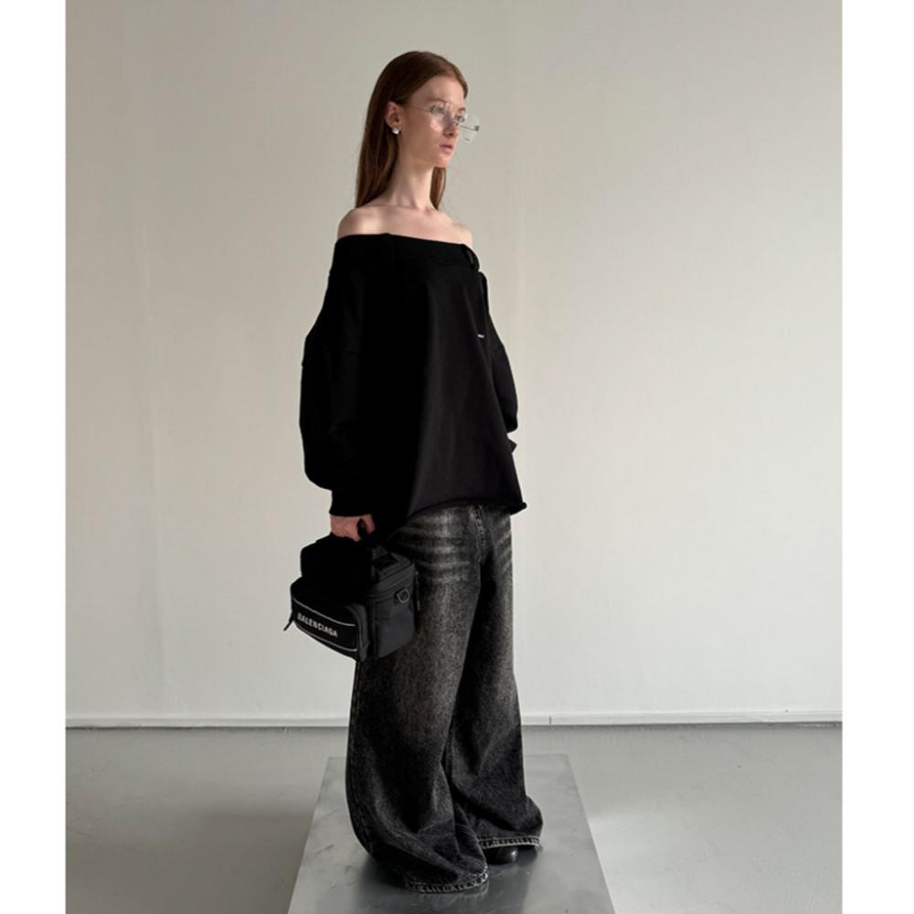 Rockrio Rarelicold 블랙진 와이드 루즈핏 흑청 데님 팬츠