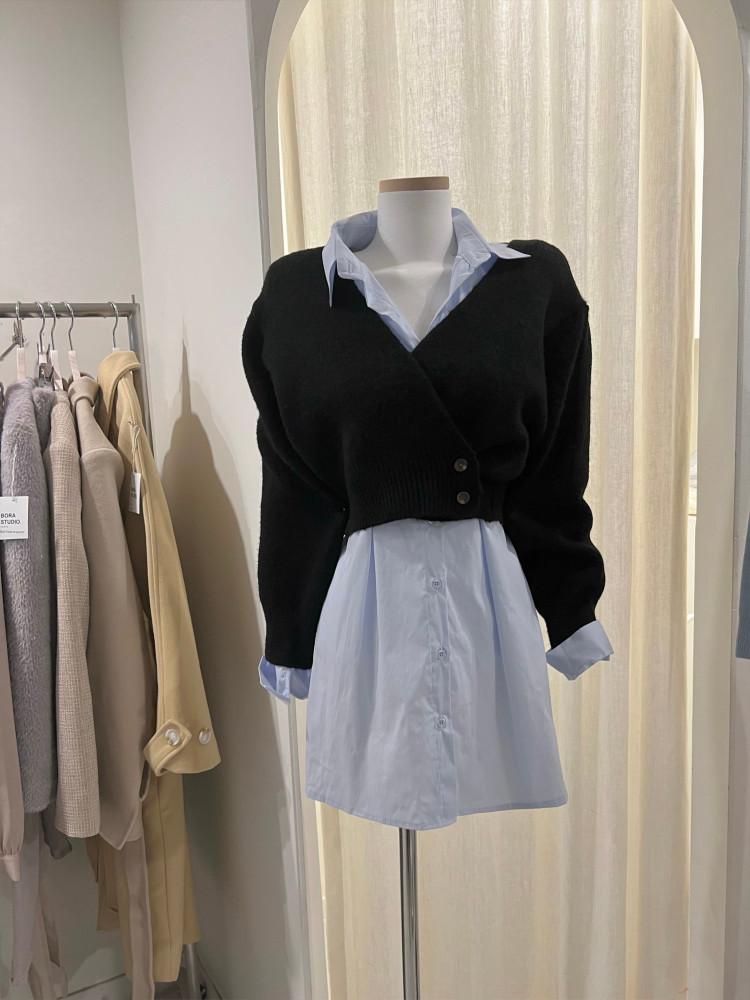 랩 버튼니트가디건