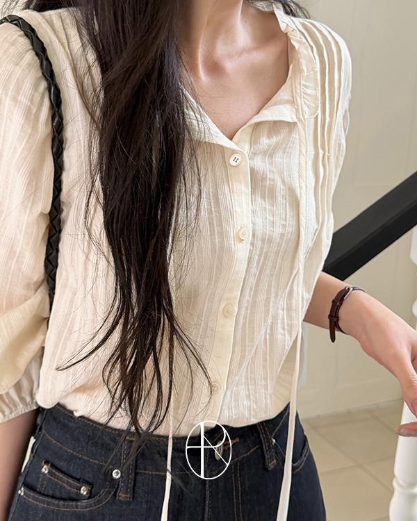 [데이트룩/청순여리][MADE] 앤르 핀턱 프릴 블라우스