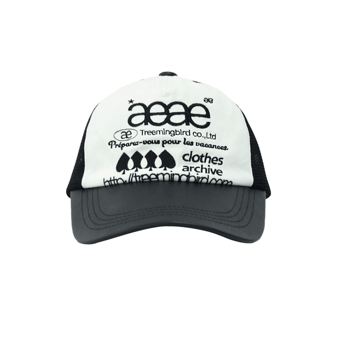 aeae x TREEMINGBIRD Web Logo Mesh Cap [ LEATHER / COTTON ]