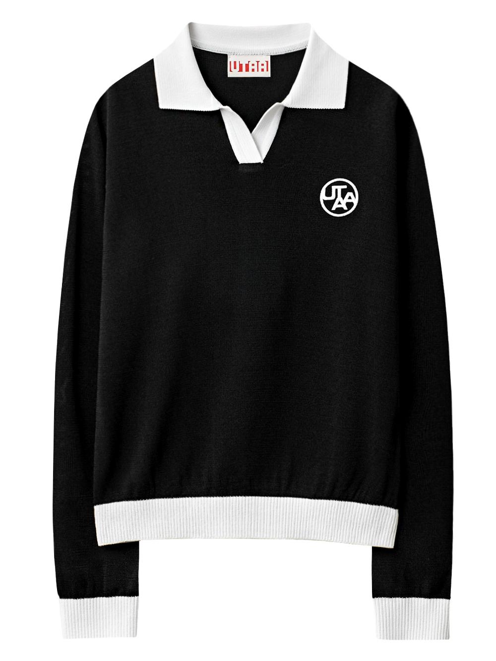 UTAA Fancy Symbol Openneck Knit Pullover  : Women's Black(UC4KTF416BK)