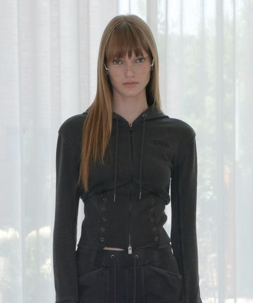 PIGMENT CORSET ZIP-UP JUMPER [CHARCOAL]