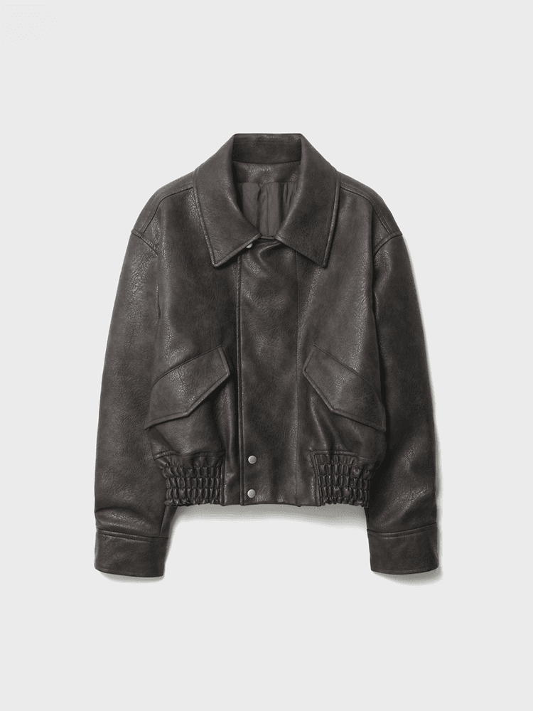 Yves Vegan Leather Jacket  [Dark Brown]