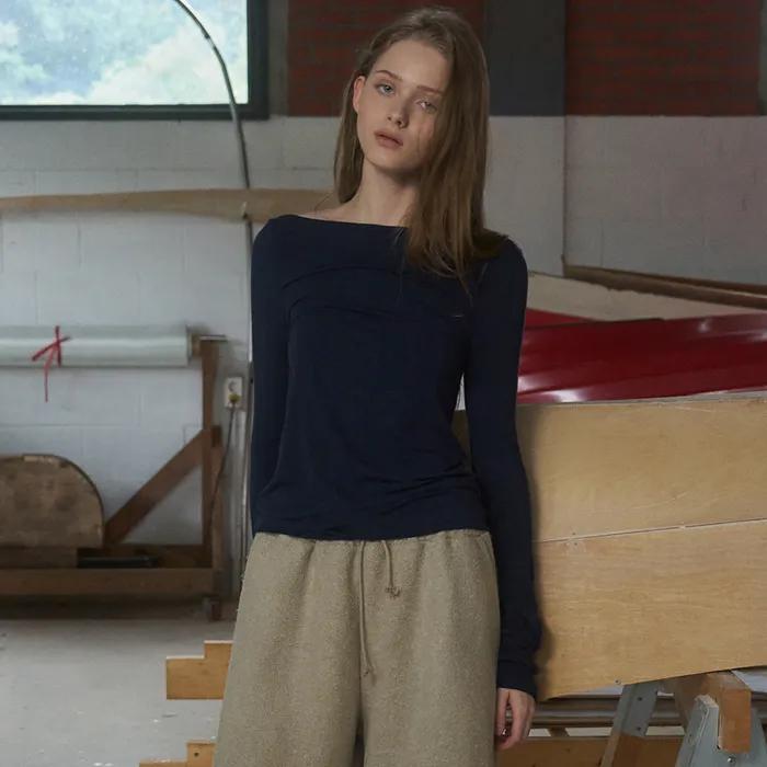 Mua boat neck long sleeve (navy)