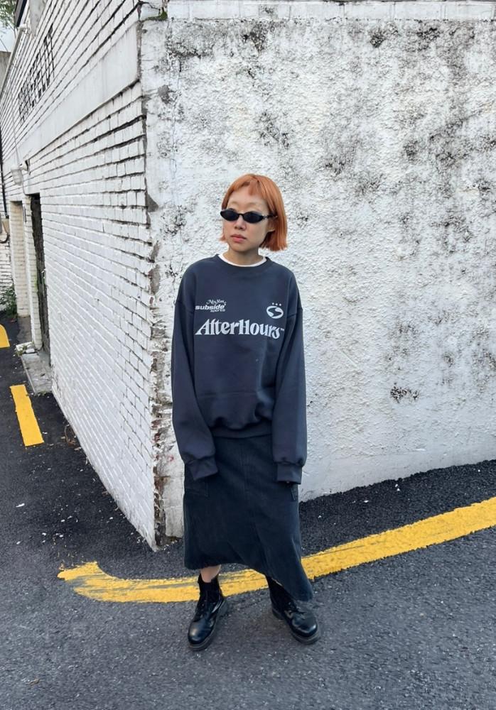 기모쭈리 빈티지 레터링 프린트 맨투맨 VINTAGE LETTERING PRINT MTM