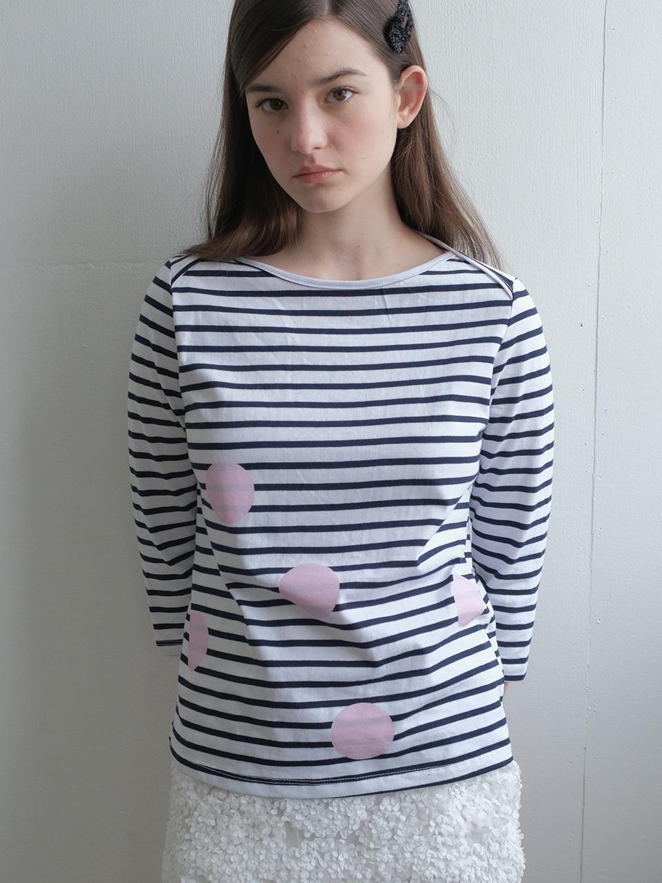 Dot stripe boat-neck_navy