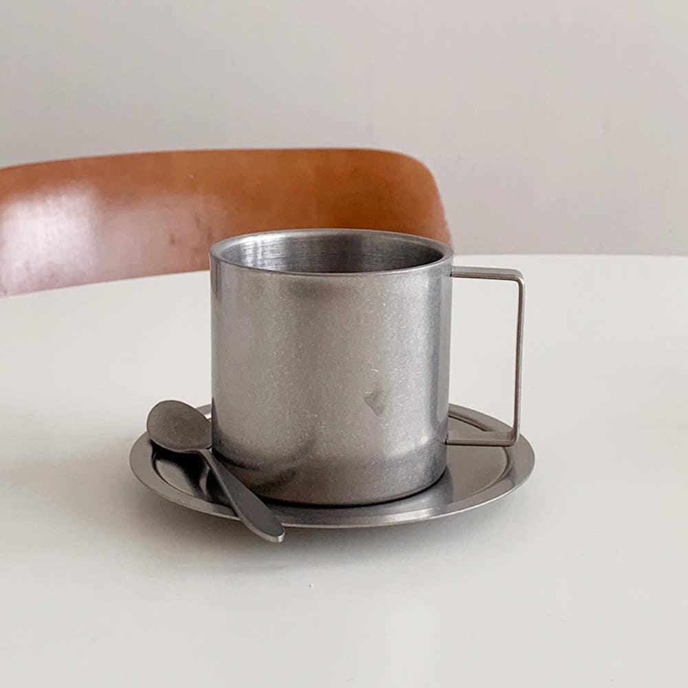 agueda 빈티지 스텐 카푸치노 커피잔 세트 무광