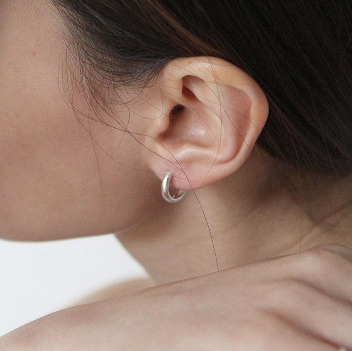 [Silver925] TN025 Basic round semi bold earring