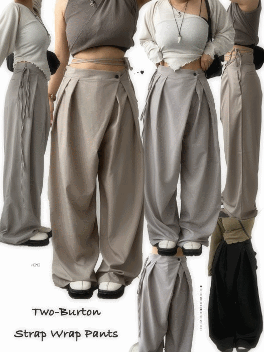 네즈 (그레이당일발송)[핏굿!버튼랩포인트](unisex)Two-Burton Strap Wrap Pants