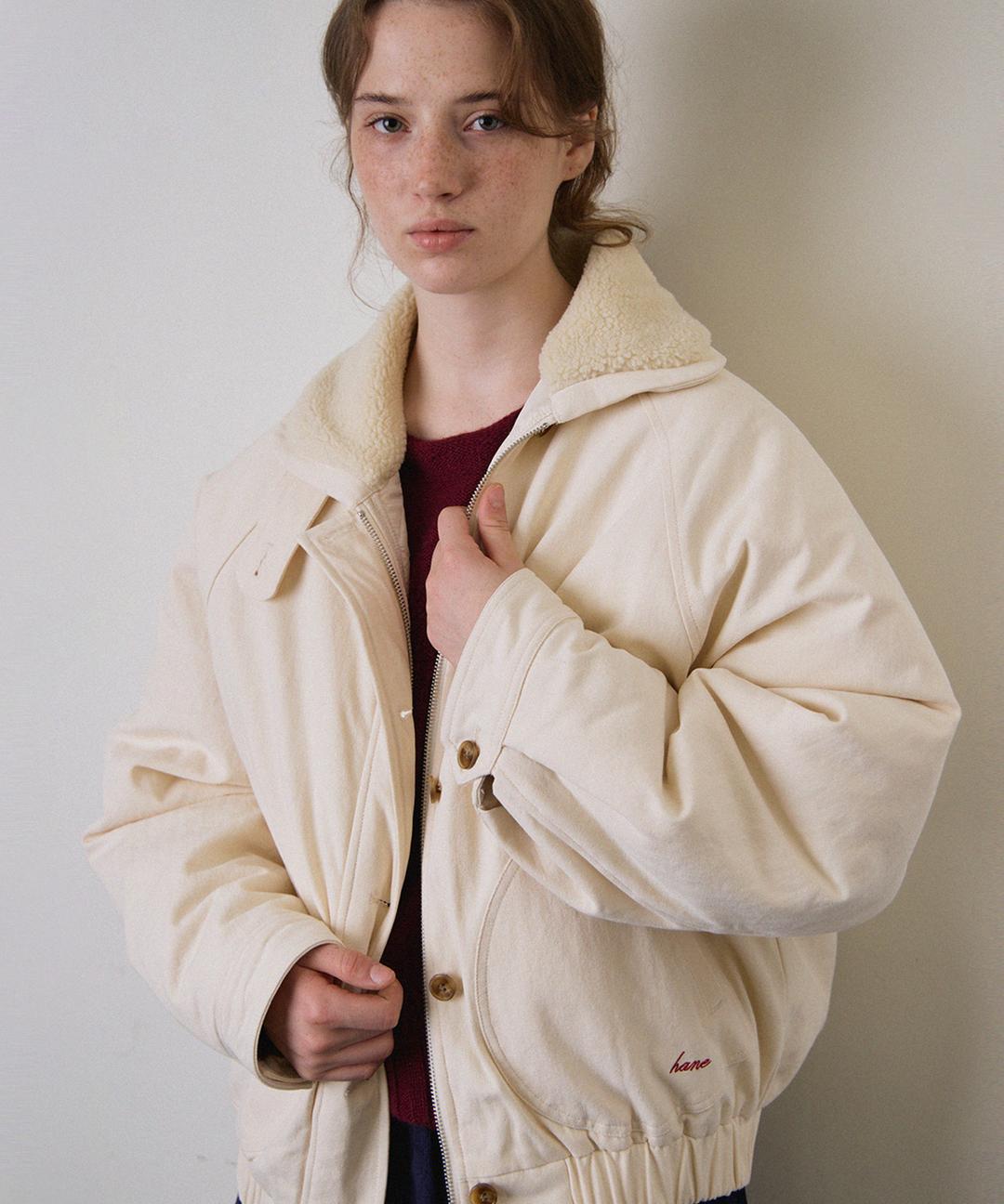 하네 시어링 코튼 패디드 자켓_Cream