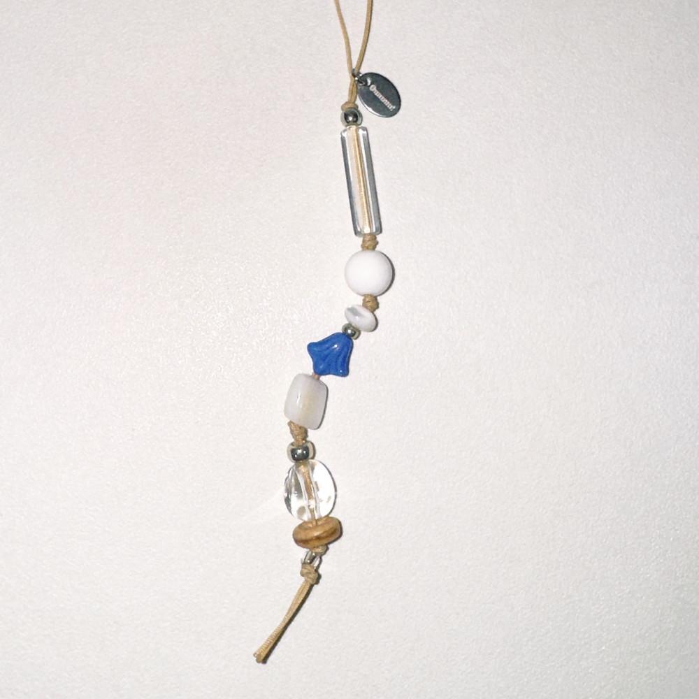 오무무 blue lily keyring 파란 백합 비즈 원석 매듭 키링