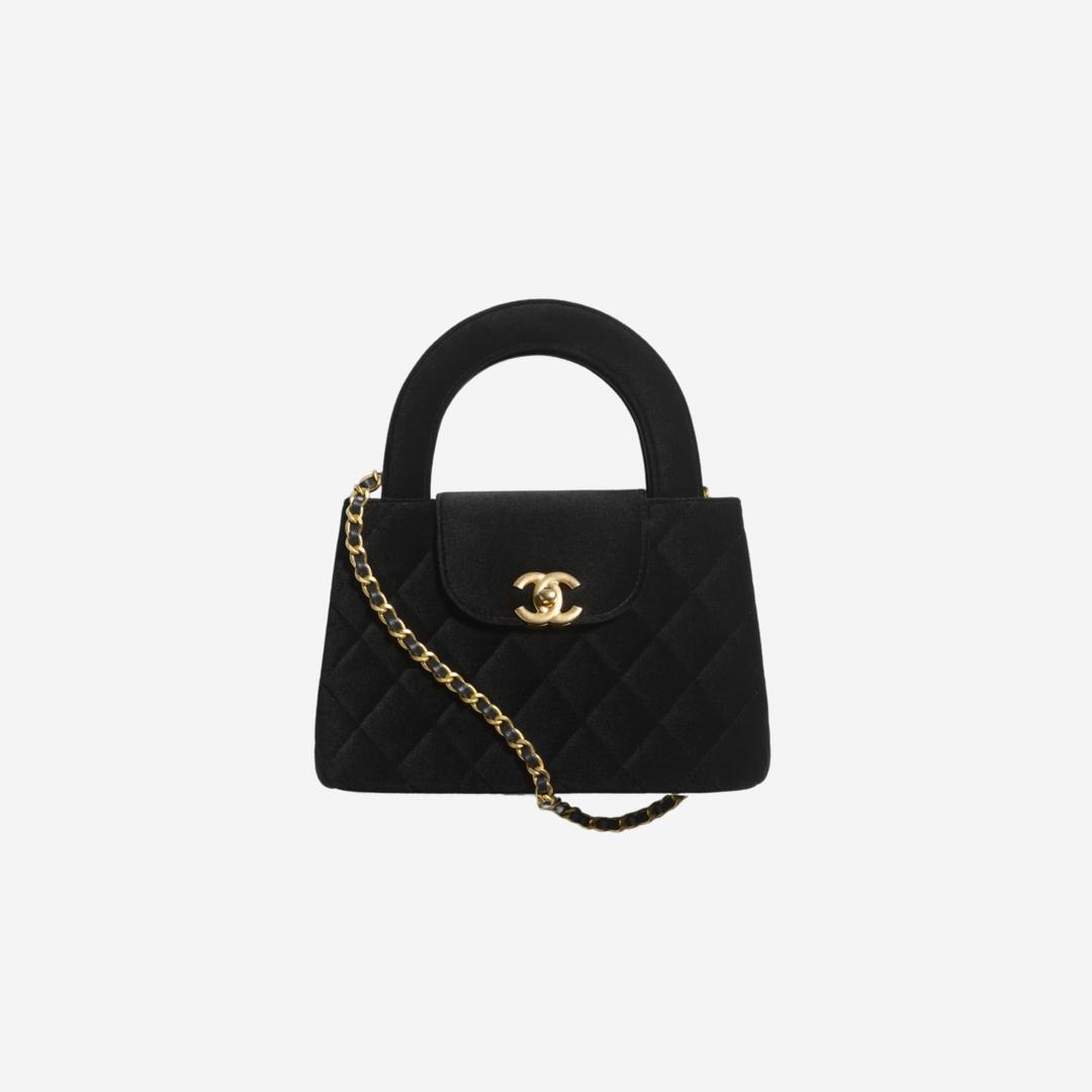 Chanel Mini Shopping Bag Velvet & Gold Black