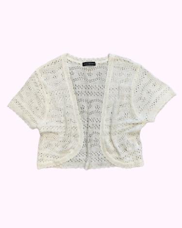 white glitter crochet cardigan