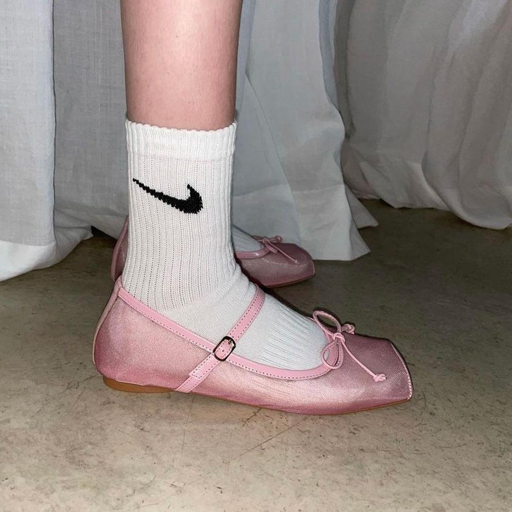 SIA Ballerina Mesh Flats - BLACK/PINK/RED