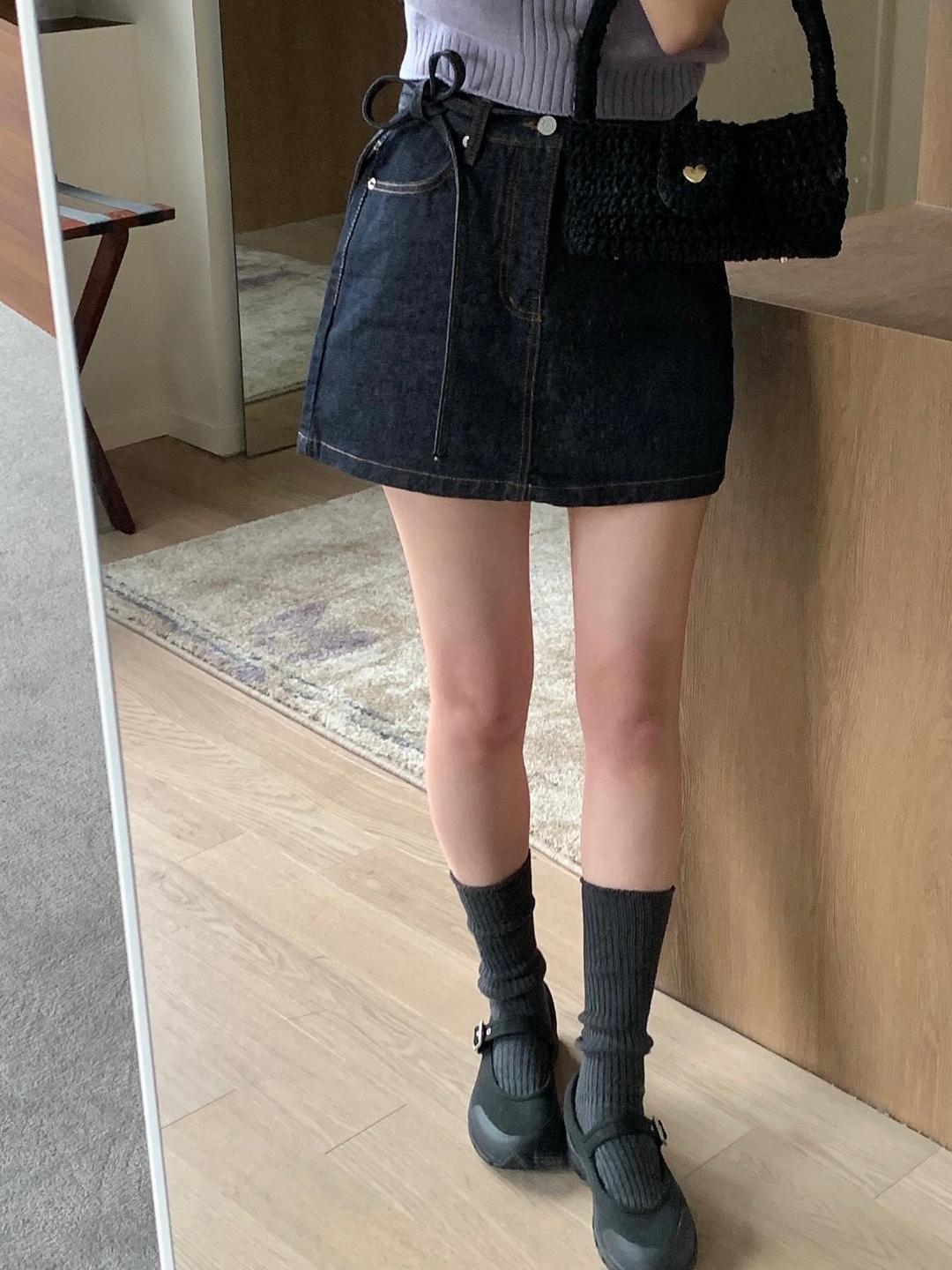 논페이드 리본 미니 스커트