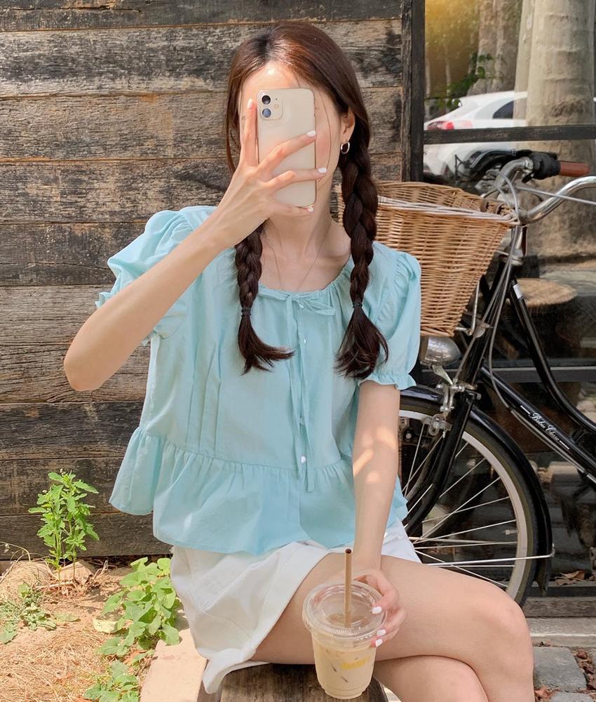 리콘 퍼프 블라우스 4color!