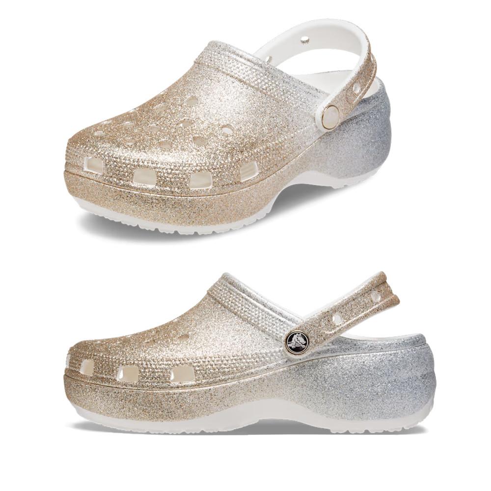 크록스 클래식 플렛폼 옴프레 글리터 반짝이 샌들