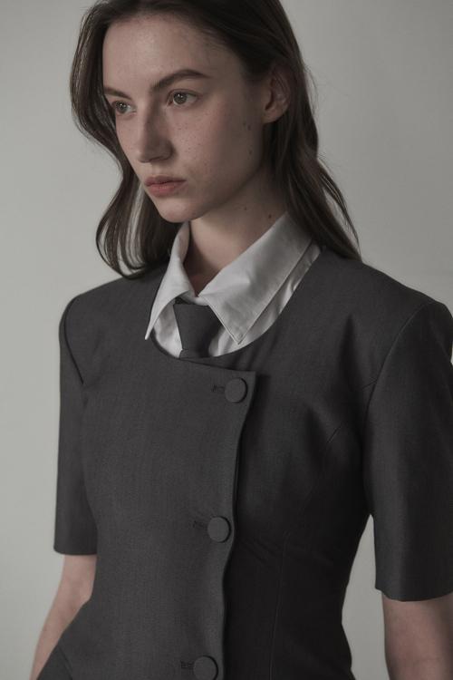 Logo Embroidered Slim Suit Tie - Black,Navy,Grey