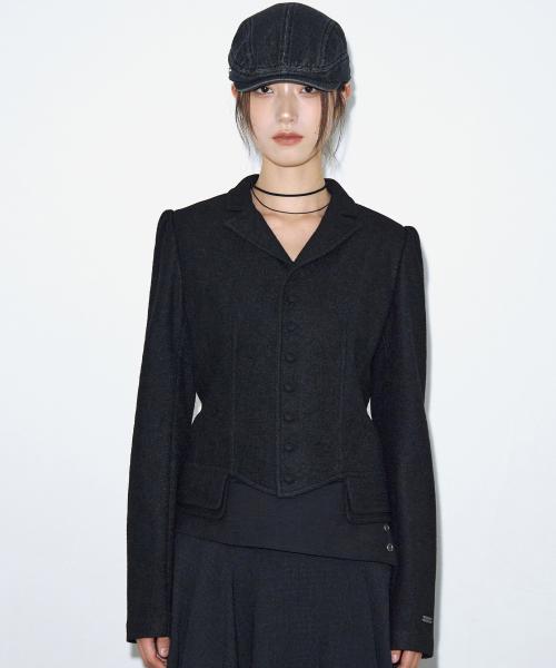 울 피티드 승마 재킷 [블랙]