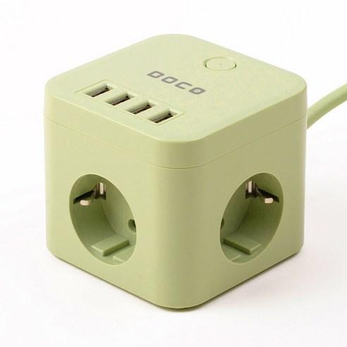 보코 USB 멀티탭 3구 2m 세이지 그린, 1개