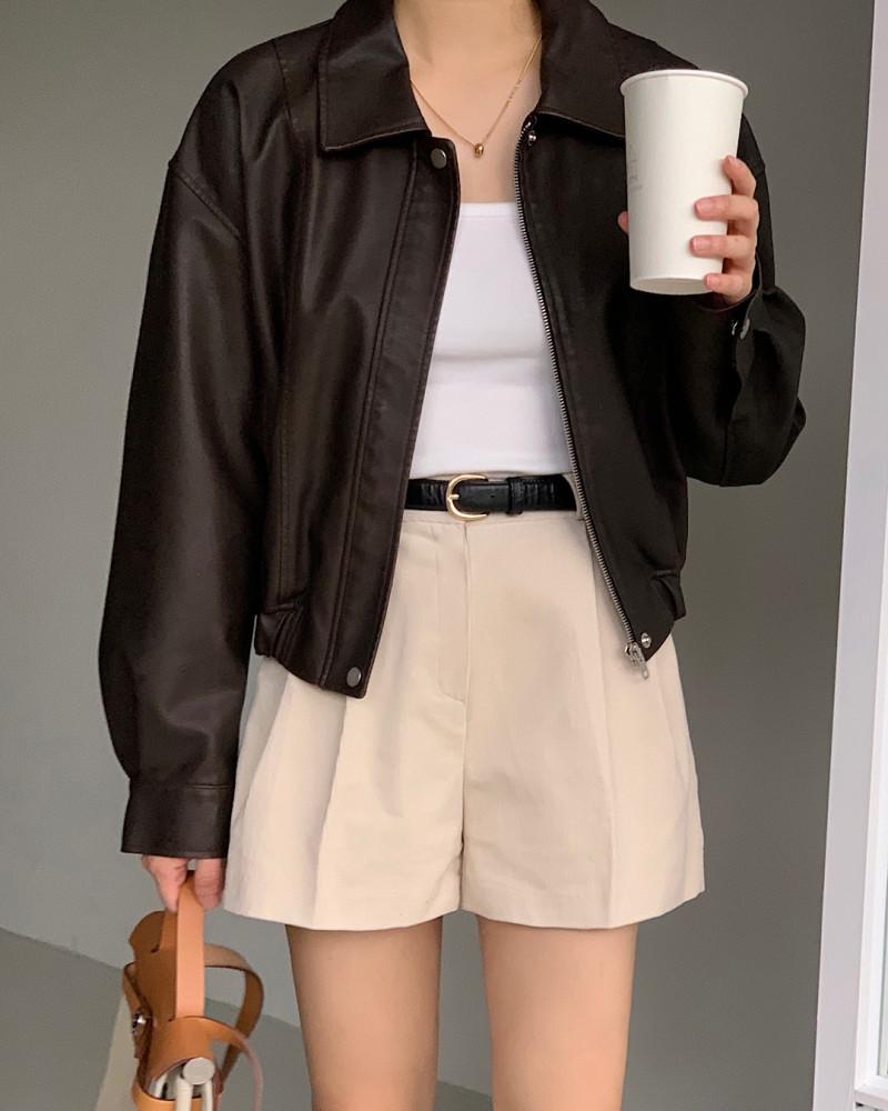 [당일발송/무료배송]미엘 블리스 레더 자켓(브라운)