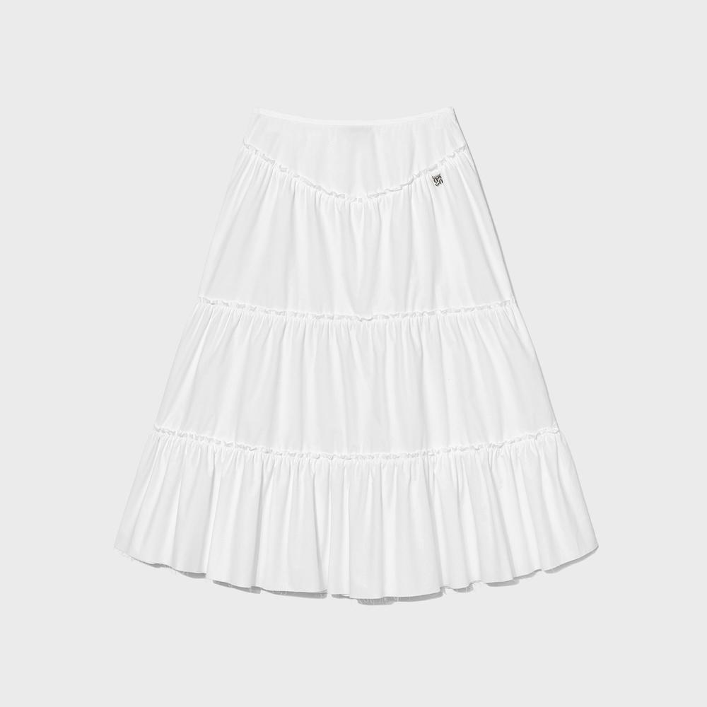 RODEO TIERED RUFFLE SKIRT (WHITE)