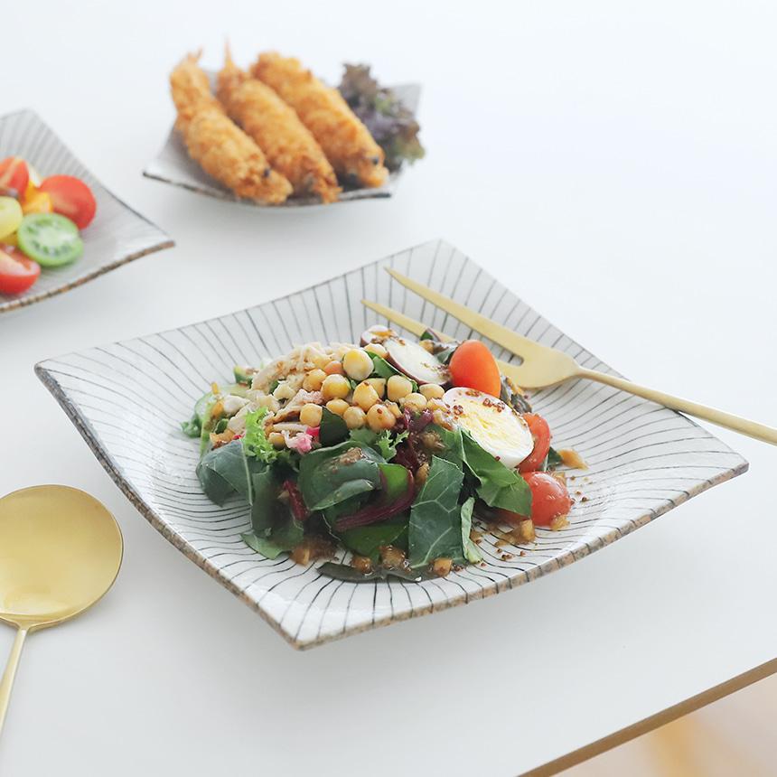 오반자이 쿠라시 정사각 접시 3종