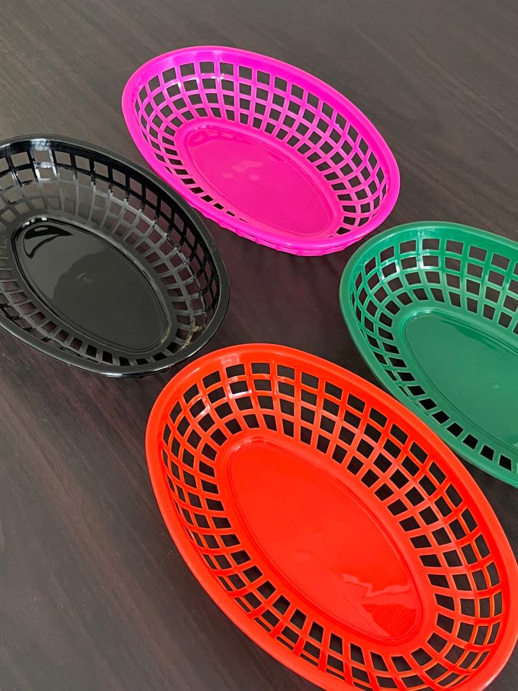 레트로 컬러 바스켓 (5color) / 타원형 푸드 트레이 정리함 수납함 감자튀김 접시 바구니