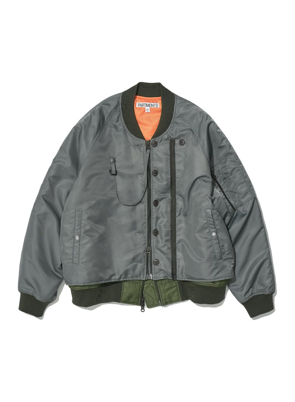 [WOMEN] DETACHABLE LAYERED MA-1 BOMBER JACKET_KHAKI GREEN