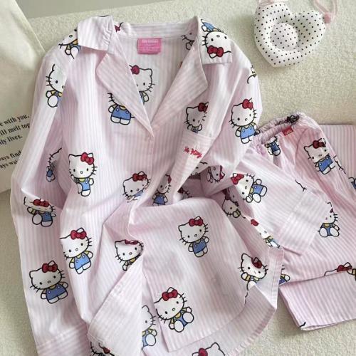 핑크러블 체크 키티 사계절 잠옷 외출가능 파자마 바지 단독 판매