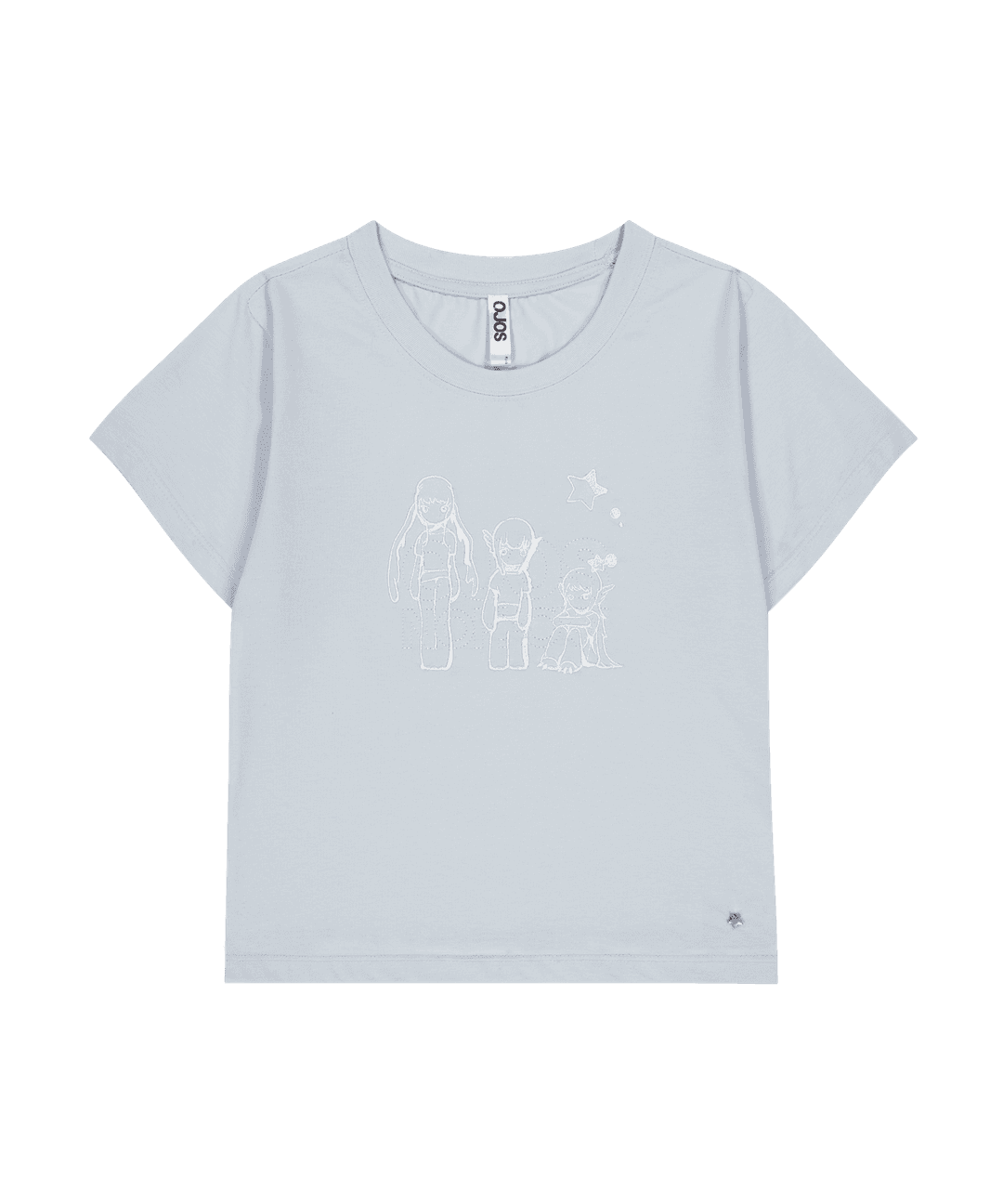 OJOS x NOITOW SHU Graphic Crop T-shirt / Blue