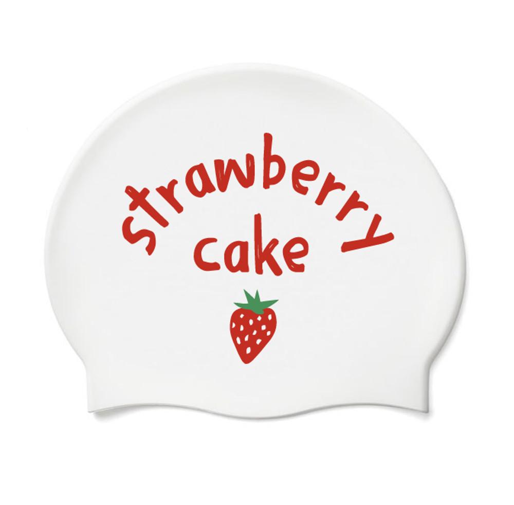 제작수모 딸기 수영모자 - 화이트 실리콘 딸기수모