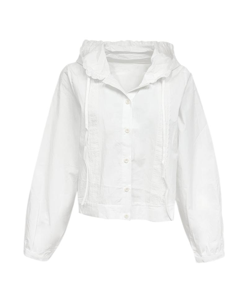 라우브 레이스 후드 블라우스