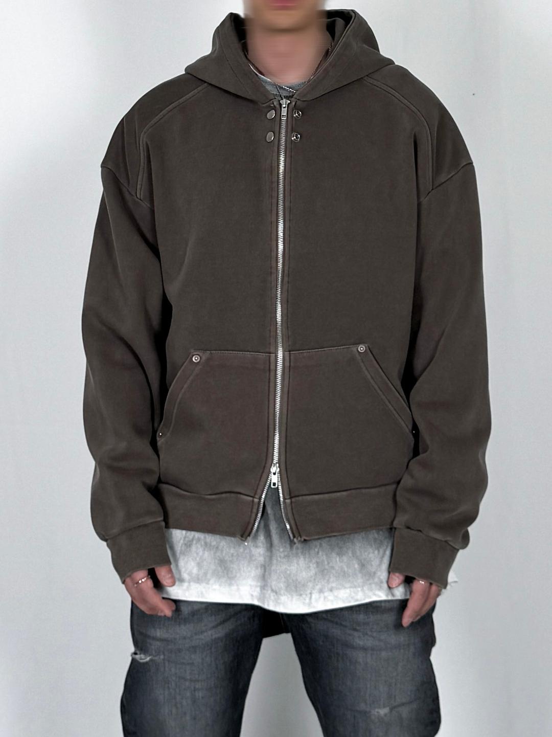 2nd reorder) Double Snap Button Hood Zip Up