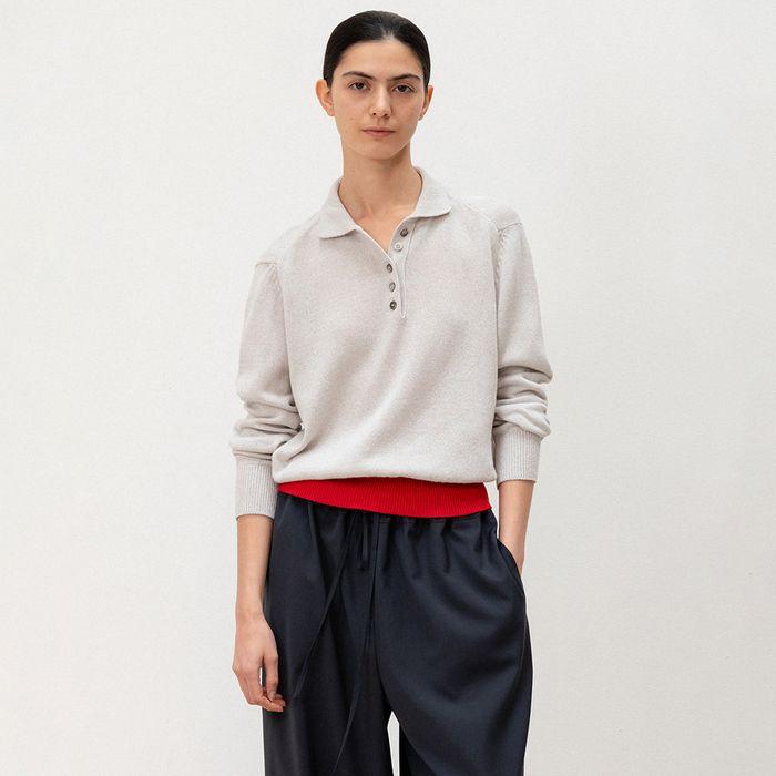 Thierry Collar Knit in Light gray