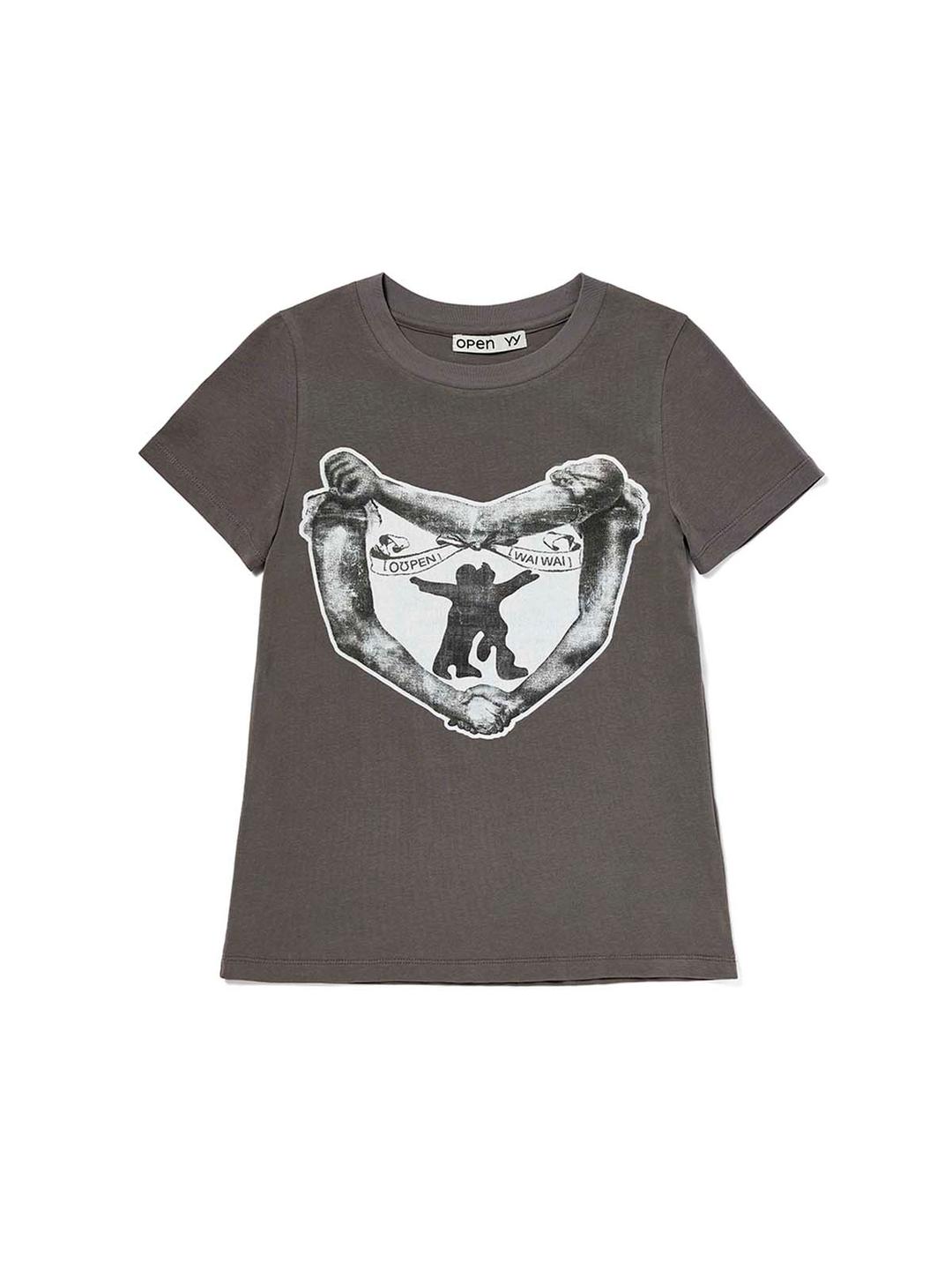 YY HUG&HEART T-SHIRT CHARCOAL