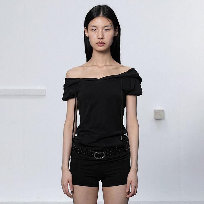 SWEAT HOODIE HALF TOP / BLACK