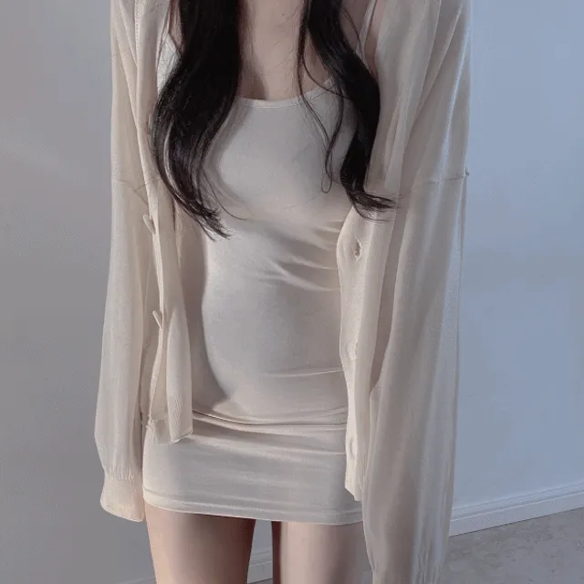 촤르르 툭걸치는 여름 시스루 단추 박시가디건 2컬러