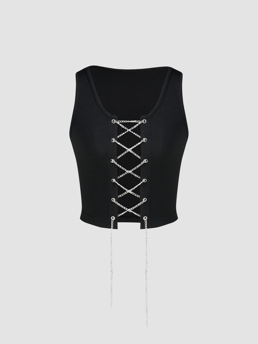 Rib Chain Detail Tank Top