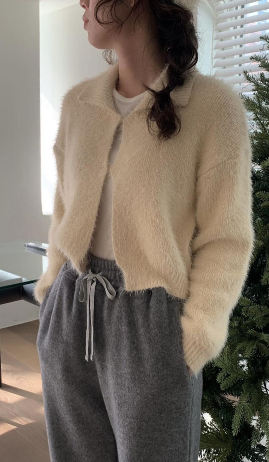 [de ondo] 드온도 피더 카라 니트 가디건 (4color)