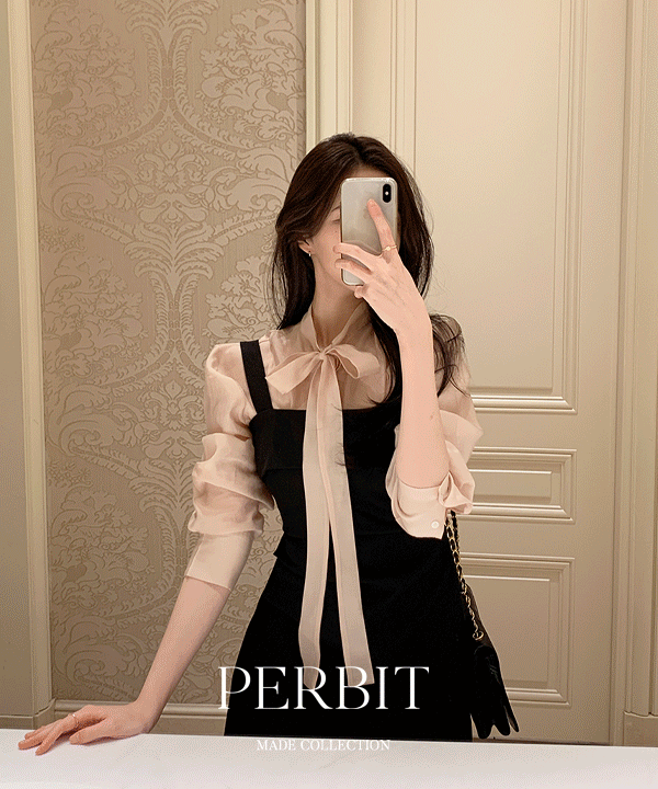 퍼빗 [봄데이트/하객룩] [P.B MADE] 메이비 셔링 실루엣 미니 원피스 - 2color